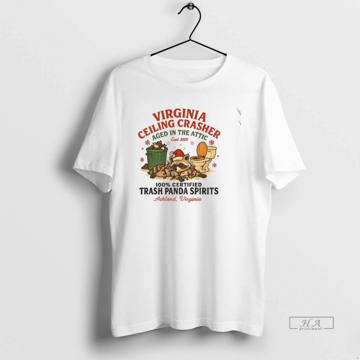 Official Virginia Ceiling Crasher 100 Certified Trash Panda Spirits Christmas - clothing by TeeHivey.com