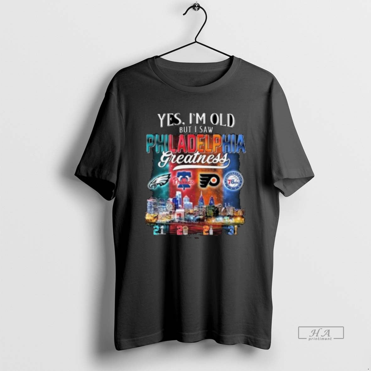 Official Yes Im Old But I Saw Philadelphia City Sports Logo Greatness Skyline Circle Black - clothing by TeeHivey.com