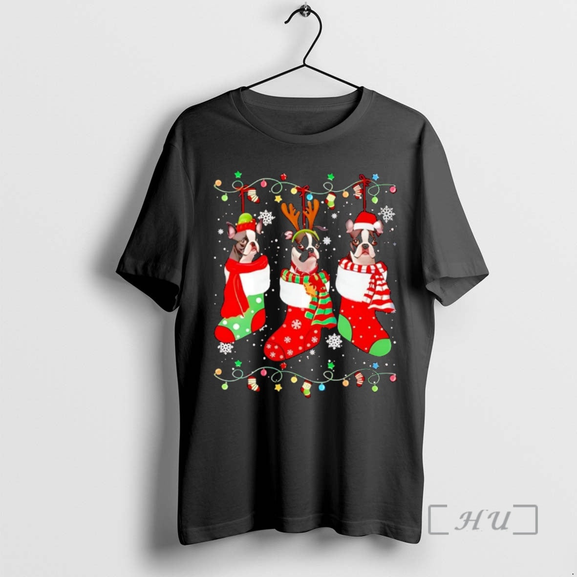 Officials Boston Terrier In Christmas Socks - clothing by TeeHivey.com