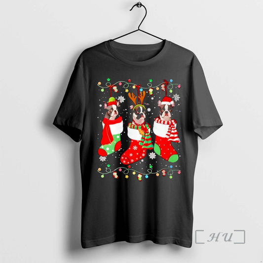 Officials Boston Terrier In Christmas Socks - clothing by TeeHivey.com