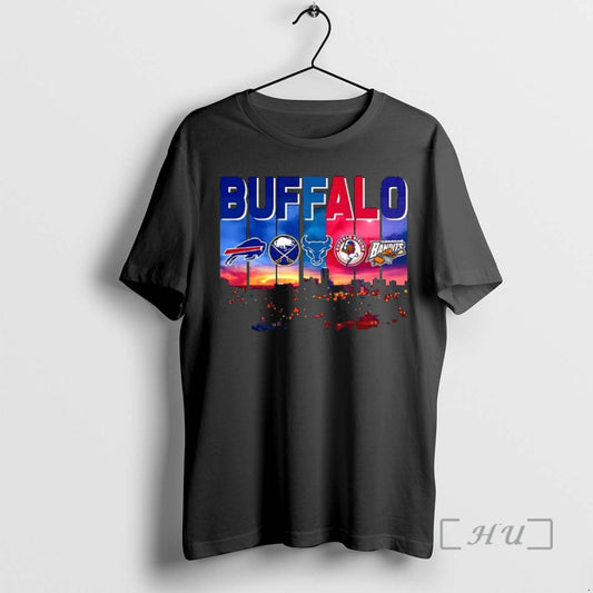 Officials Buffalo Sports Teams Logo City Skyline Water Reflection - clothing by TeeHivey.com