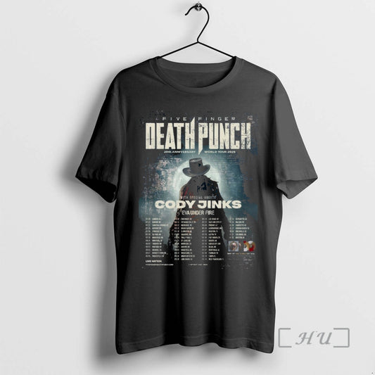 Officials Five Finger Death Punch 20th Anniversary World Tour 2026 North America City Premium - clothing by TeeHivey.com