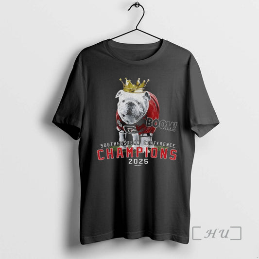 Officials Georgia Bulldogs Football Uga 2025 Sec Champions Mascot Crown Southeastern Conference Premium T Shirts