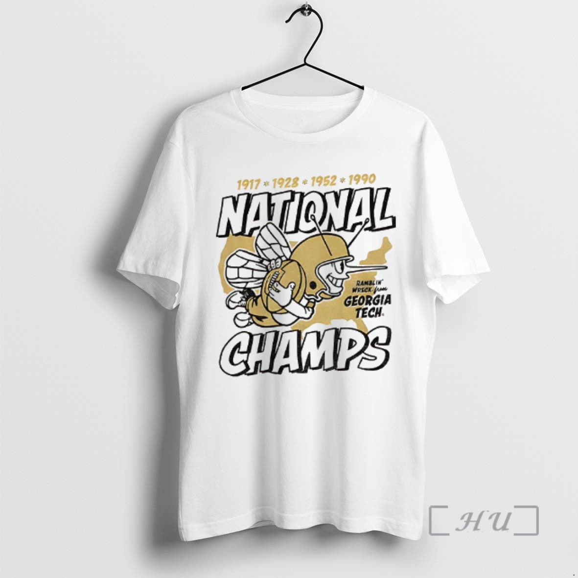 Officials Georgia Tech Yellow Football Four Time National Champs - clothing by TeeHivey.com