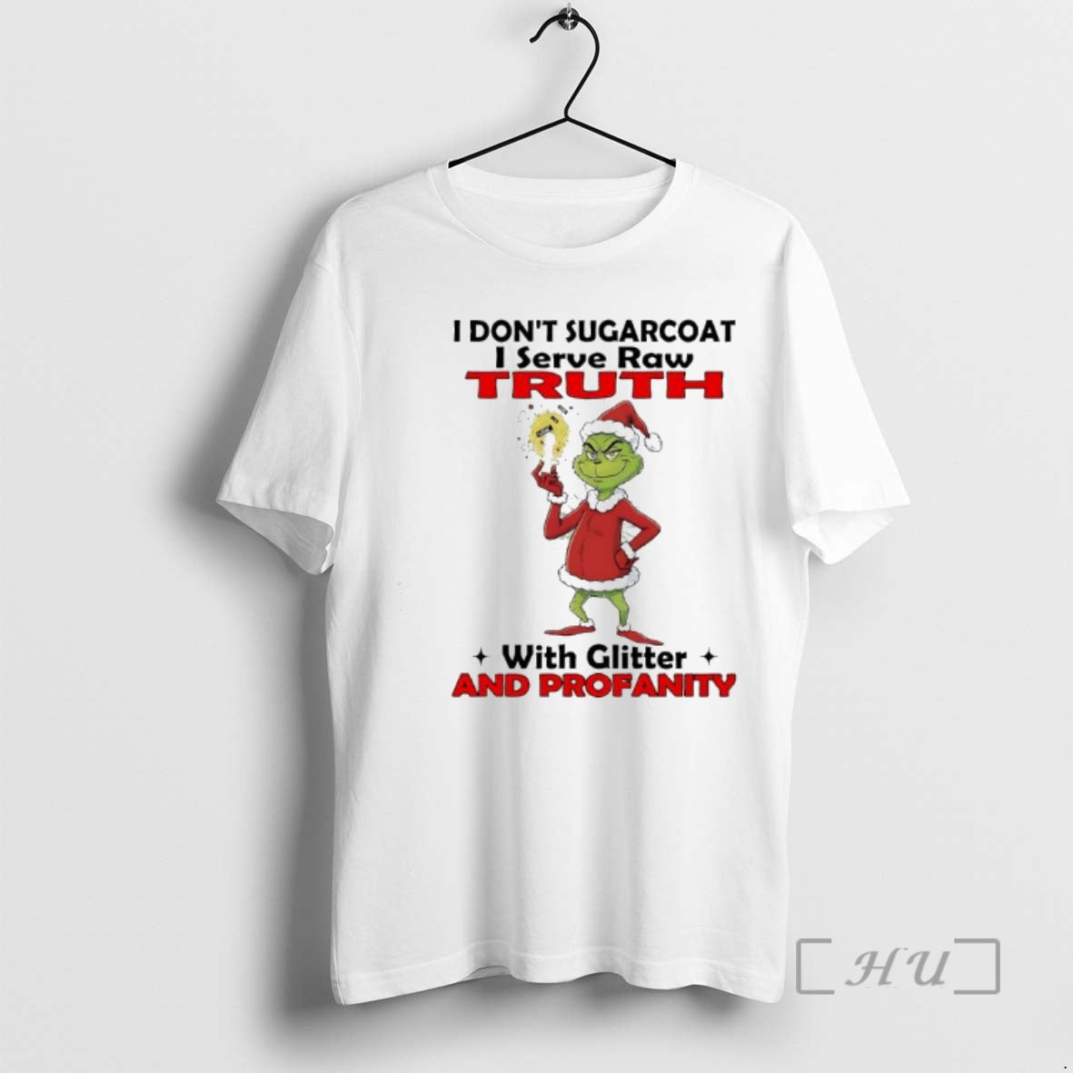 Officials Grinch Santa I Dont Sugarcoat I Serve Raw Truth With Glitter And Profanity Premium - clothing by TeeHivey.com