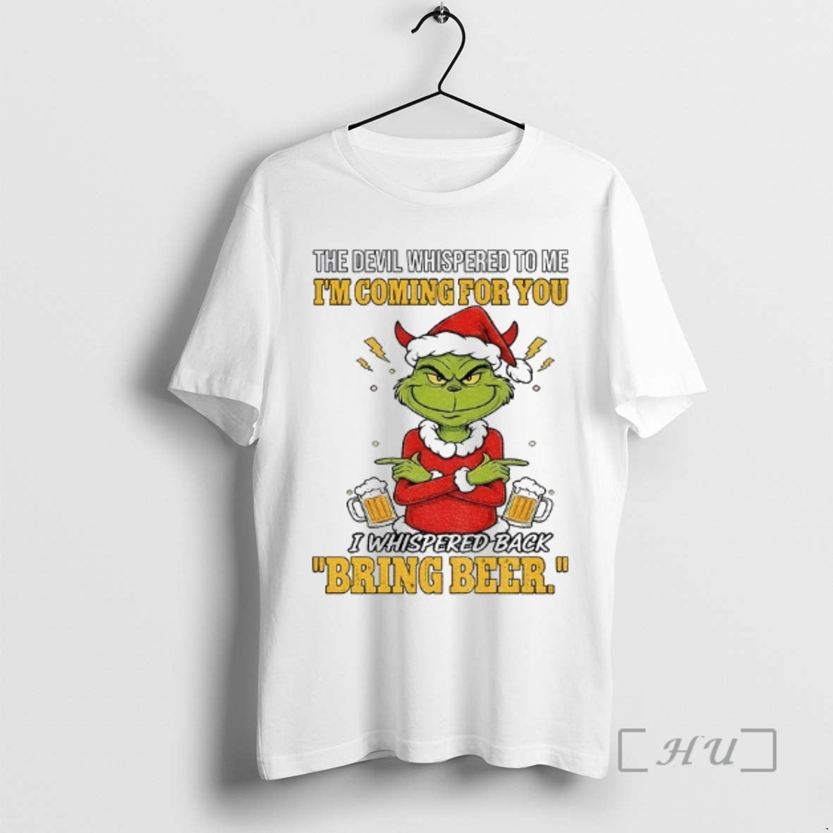 Officials Grinch Santa The Devil Whispered To Me Im Coming For You Merry Christmas Premium - clothing by TeeHivey.com