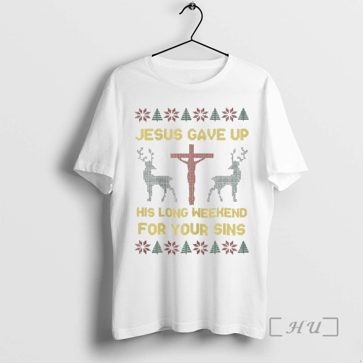 Officials Jesus Gave Up His Long Weekend For Your Sins Christmas Ugly Premium T Shirts - clothing by TeeHivey.com