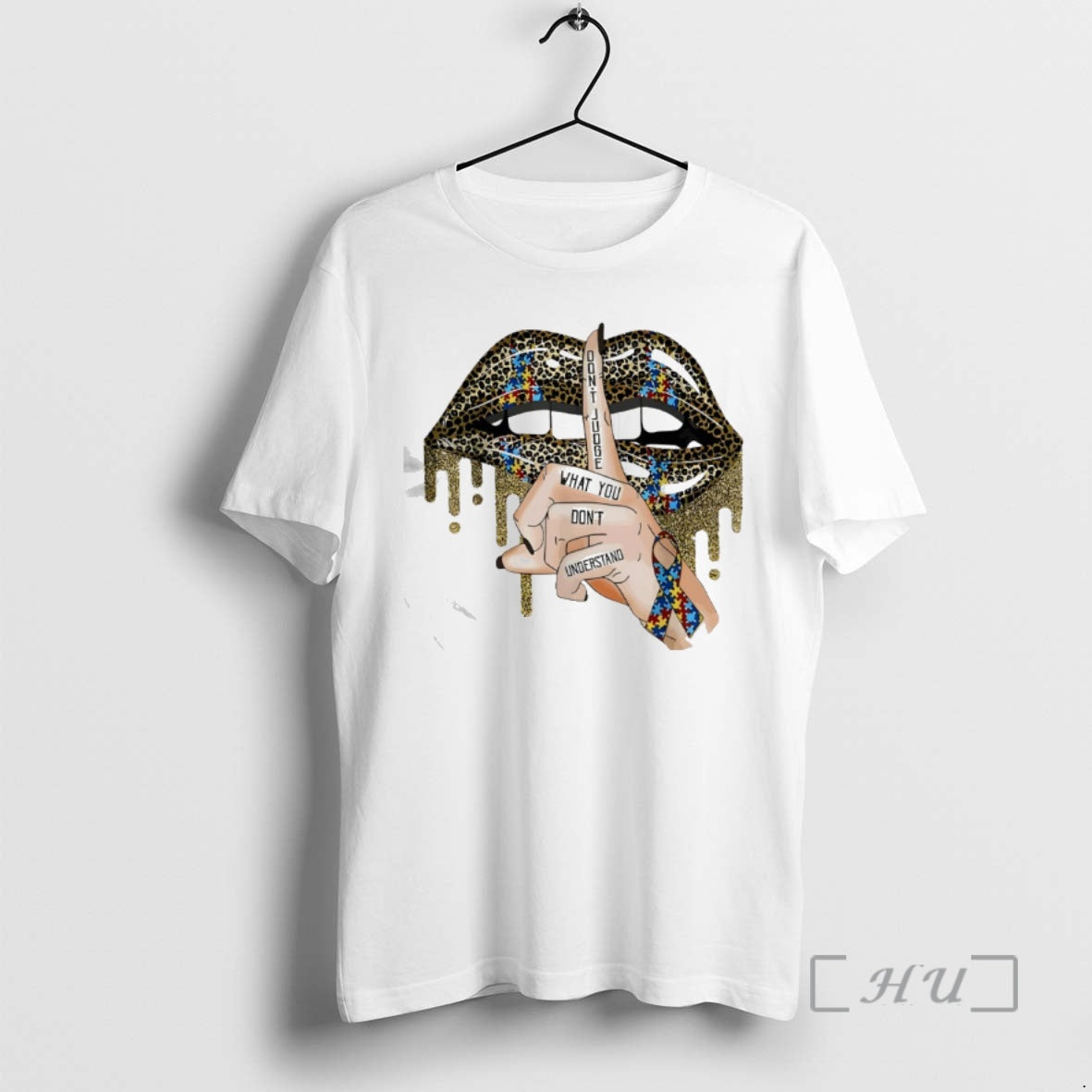 Officials Leopard Print Lips And Ribbon Dont Judge What You Dont Understand Premium T Shirts - clothing by TeeHivey.com