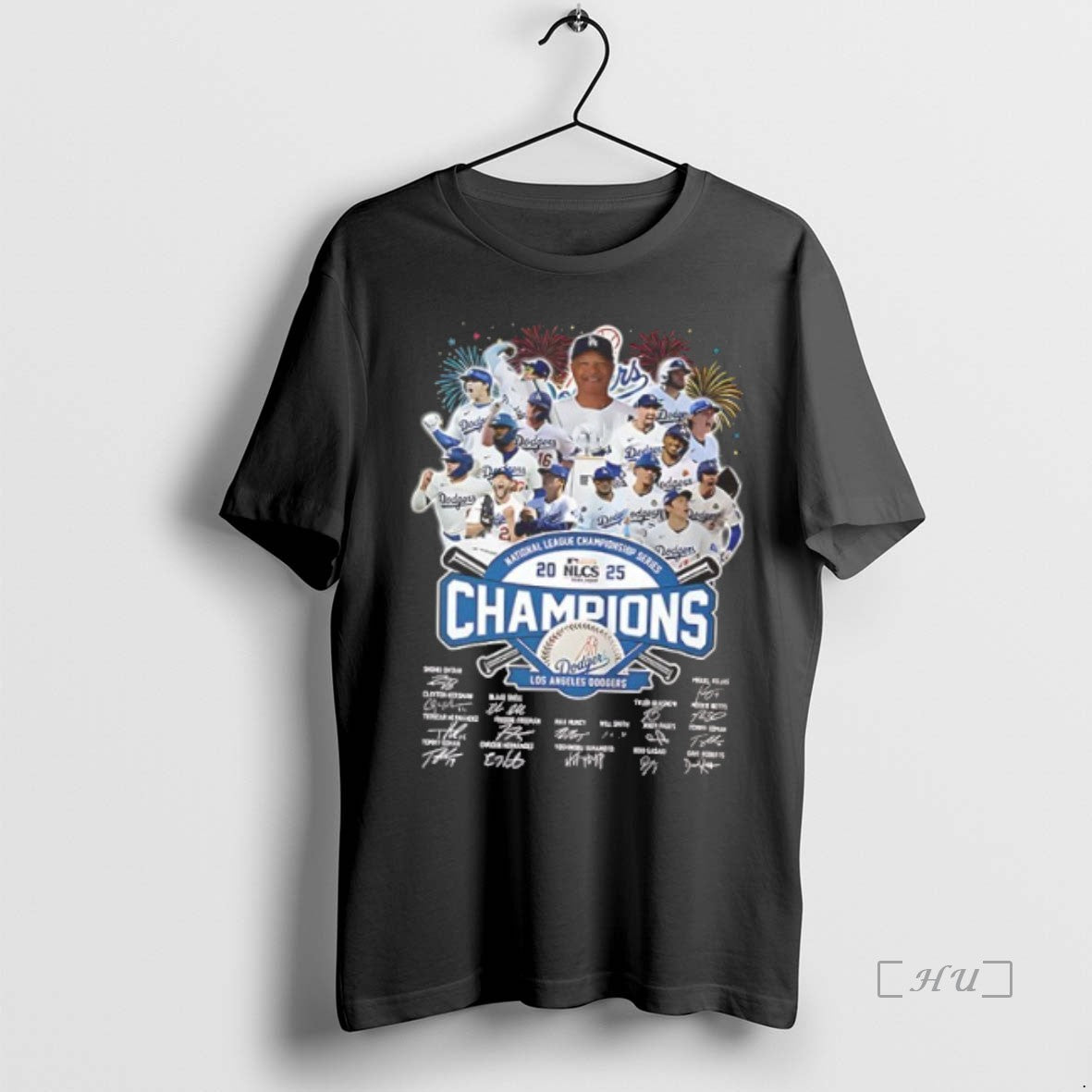 Officials Los Angeles Dodgers Won The 2025 National League Championship Signatures 2 Sided T Shirts