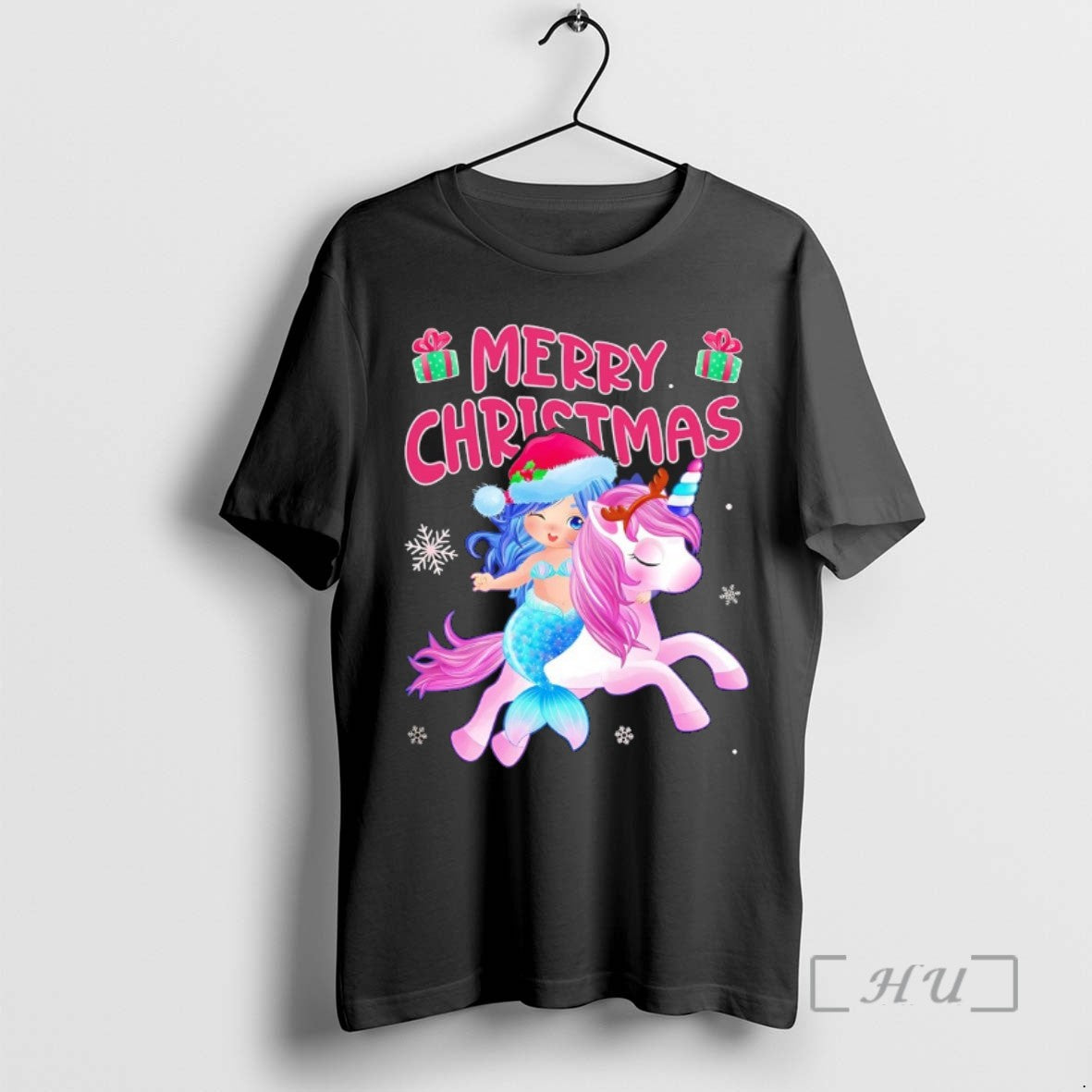 Officials Mermaid Riding Unicorn Merry Christmas Fantasy - clothing by TeeHivey.com