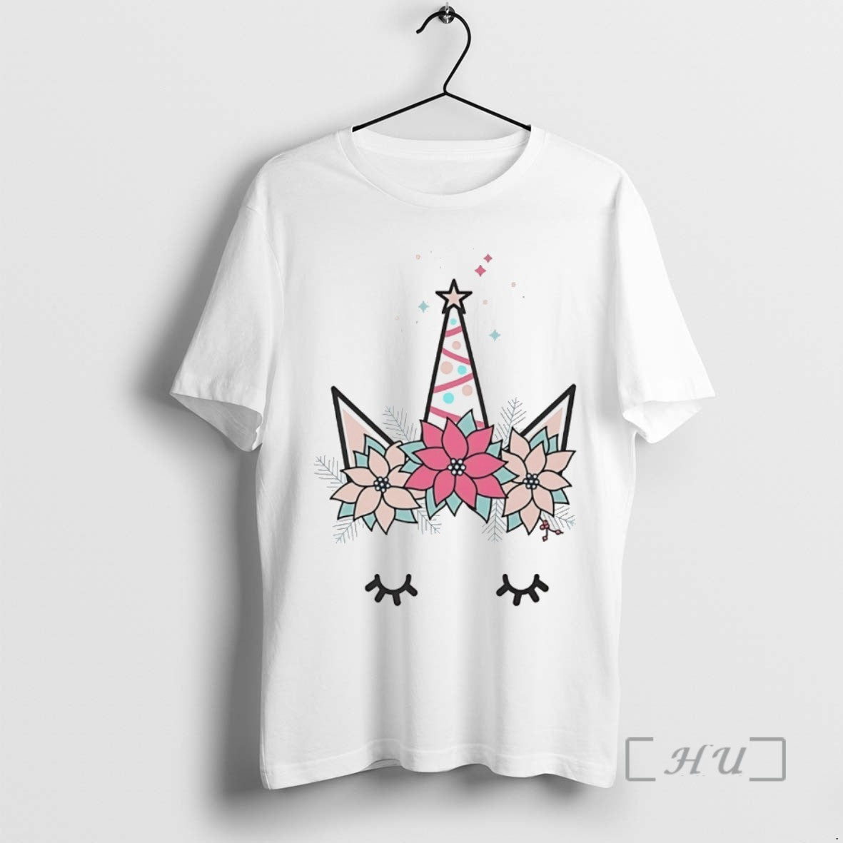 Officials Minimalist Unicorn Floral Christmas Horn White - clothing by TeeHivey.com