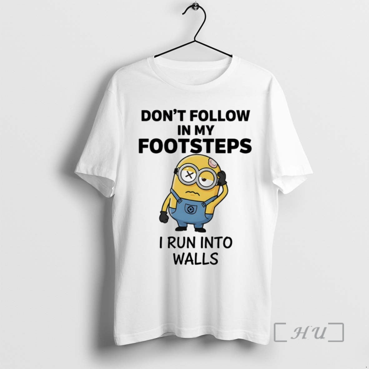 Officials Minion Dont Follow In My Footsteps I Run Into Walls Circle Premium T Shirts - clothing by TeeHivey.com