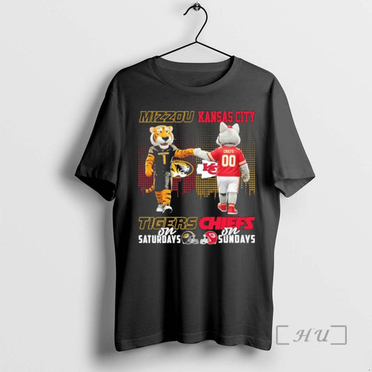Officials Mizzou Tigers On Saturdays And Kansas City Chiefs On Sundays Mascot Premium T Shirts - clothing by TeeHivey.com