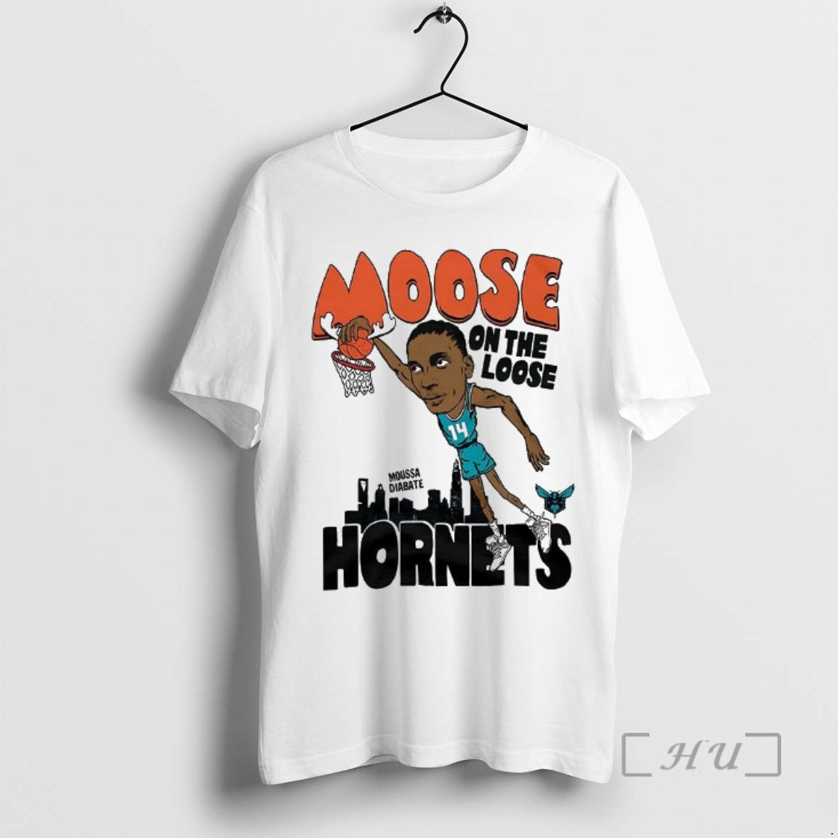 Officials Moussa Diabate Charlotte Hornets Nba Moose On The Loose Hornets Dunk Cartoon Premium - clothing by TeeHivey.com