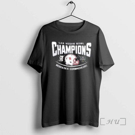 Officials Nebraska Cornhuskers 2026 Las Vegas Bowl Champions Helmet Two Sided Premium T Shirts Sweater