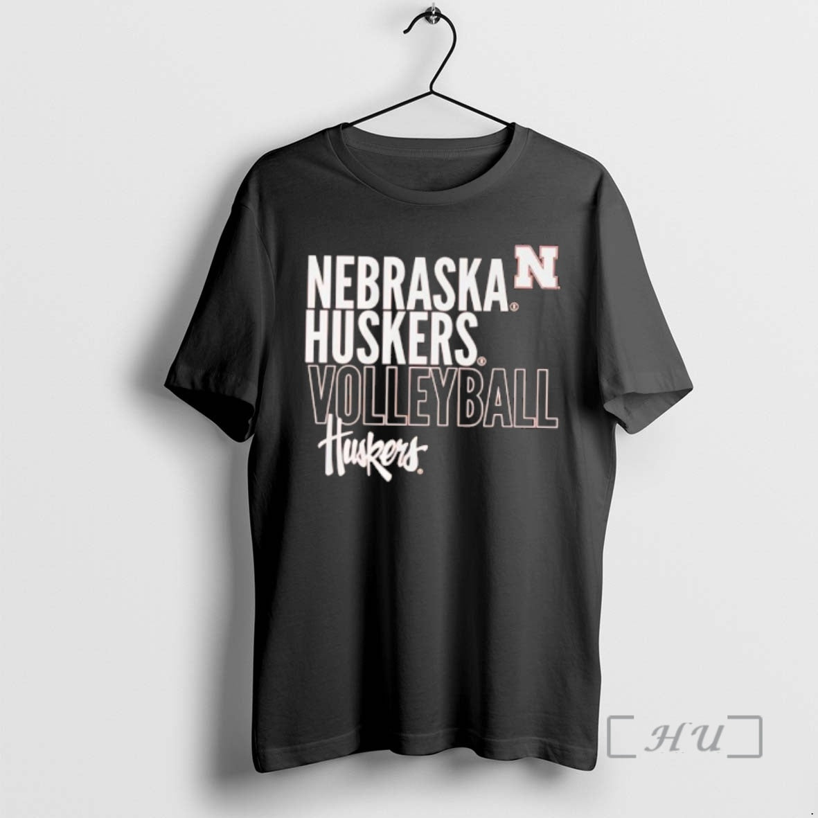 Officials Nebraska Cornhuskers Womens Volleyball Text Logo Overlay - clothing by TeeHivey.com