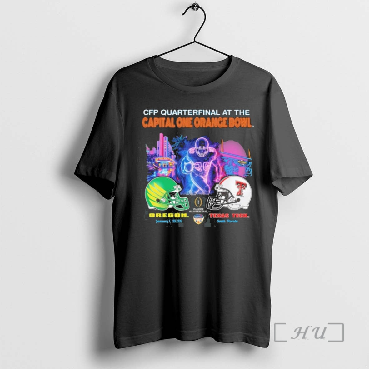 Officials Oregon Vs Texas Tech 2026 Cfp Orange Bowl Art Deco Game Premium T Shirts - clothing by TeeHivey.com