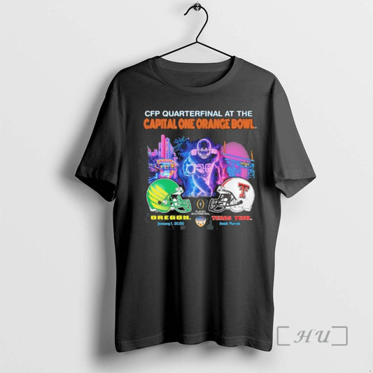 Officials Oregon Vs Texas Tech 2026 Cfp Orange Bowl Art Deco Game Premium T Shirts - clothing by TeeHivey.com