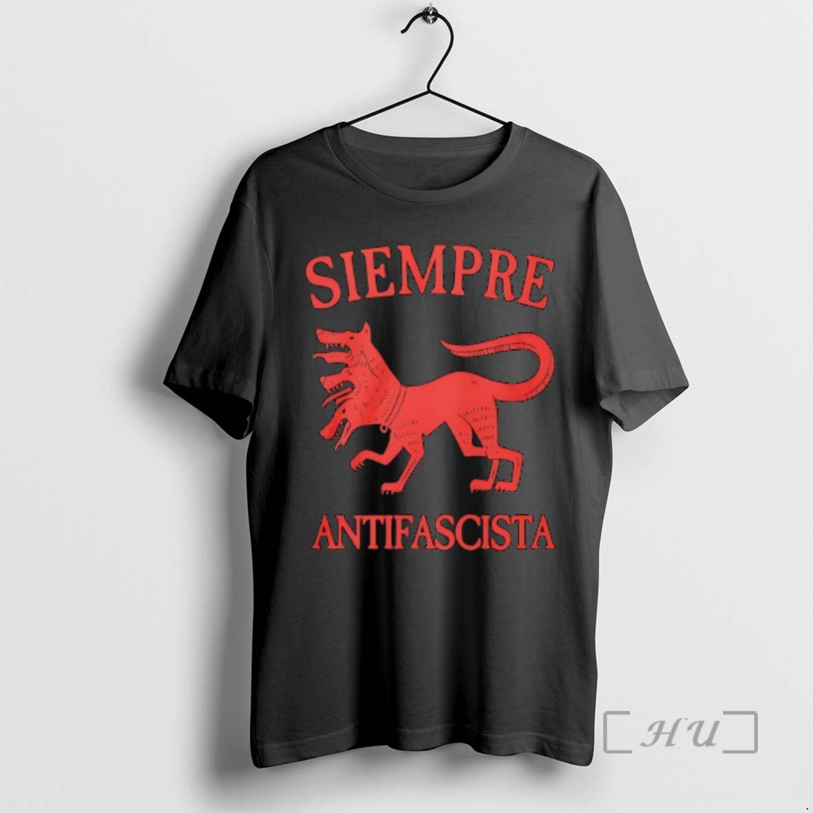Officials Red Three Headed Cerberus Siempre Antifascista - clothing by TeeHivey.com