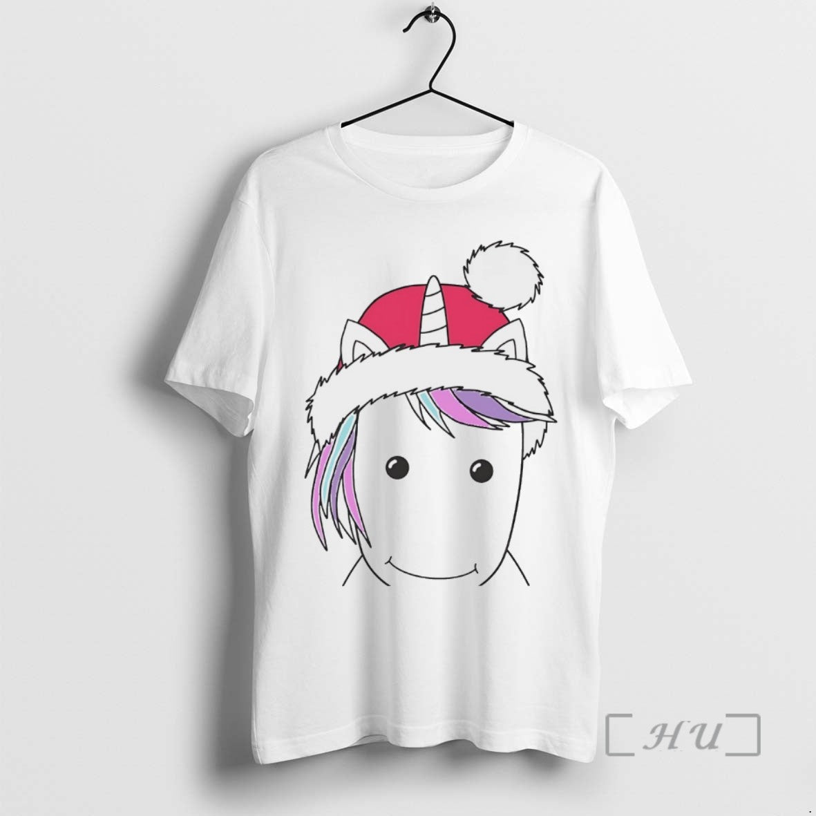 Officials Santa Hat Unicorn Minimalist Cute Christmas White - clothing by TeeHivey.com