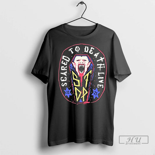 Officials Scared To Death Live 2025 Vampire Coffin T Shirt