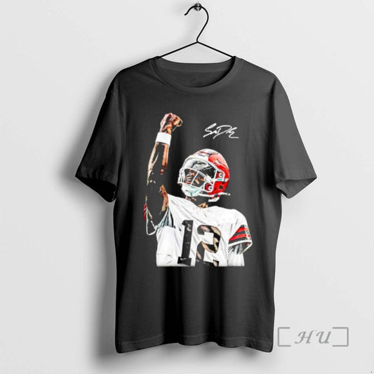 Officials Shedeur Sanders 12 Cleveland Browns Football Signature Portrait - clothing by TeeHivey.com