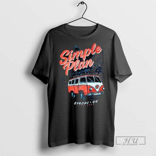 Officials Simple Plan Europe Uk Tour 2025 Exclusive Merch Volkswagen T2 With Tour Map Long - clothing by TeeHivey.com