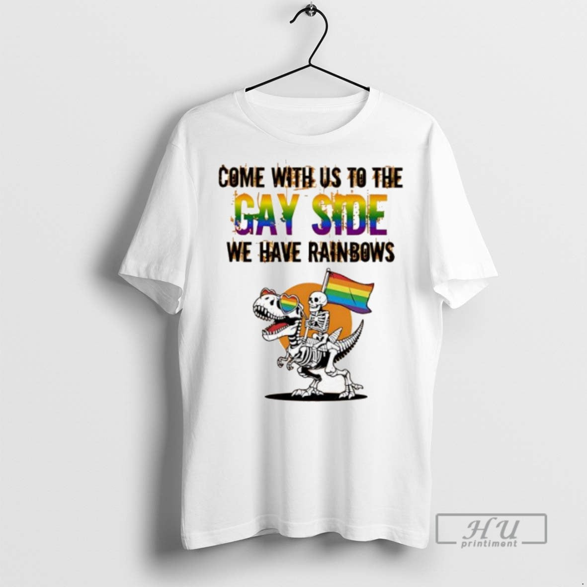 Officials Skeleton Riding A Tyrannosaurus Rex Come With Us To The Gay Side We Have - clothing by TeeHivey.com
