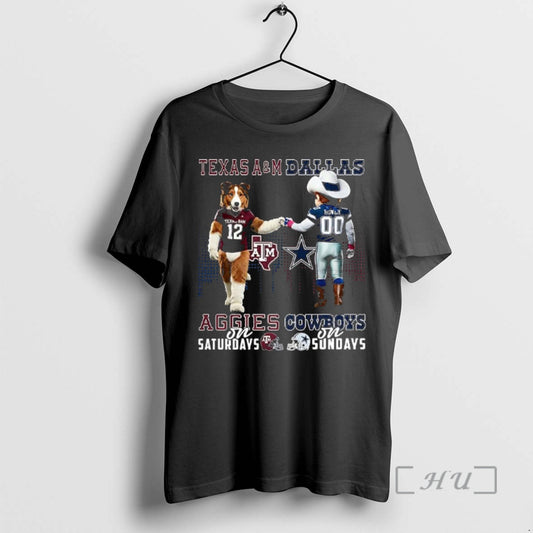 Officials Texas Am Aggies On Saturdays Vs Dallas Cowboys On Sundays Mascot Premium T Shirts - clothing by TeeHivey.com