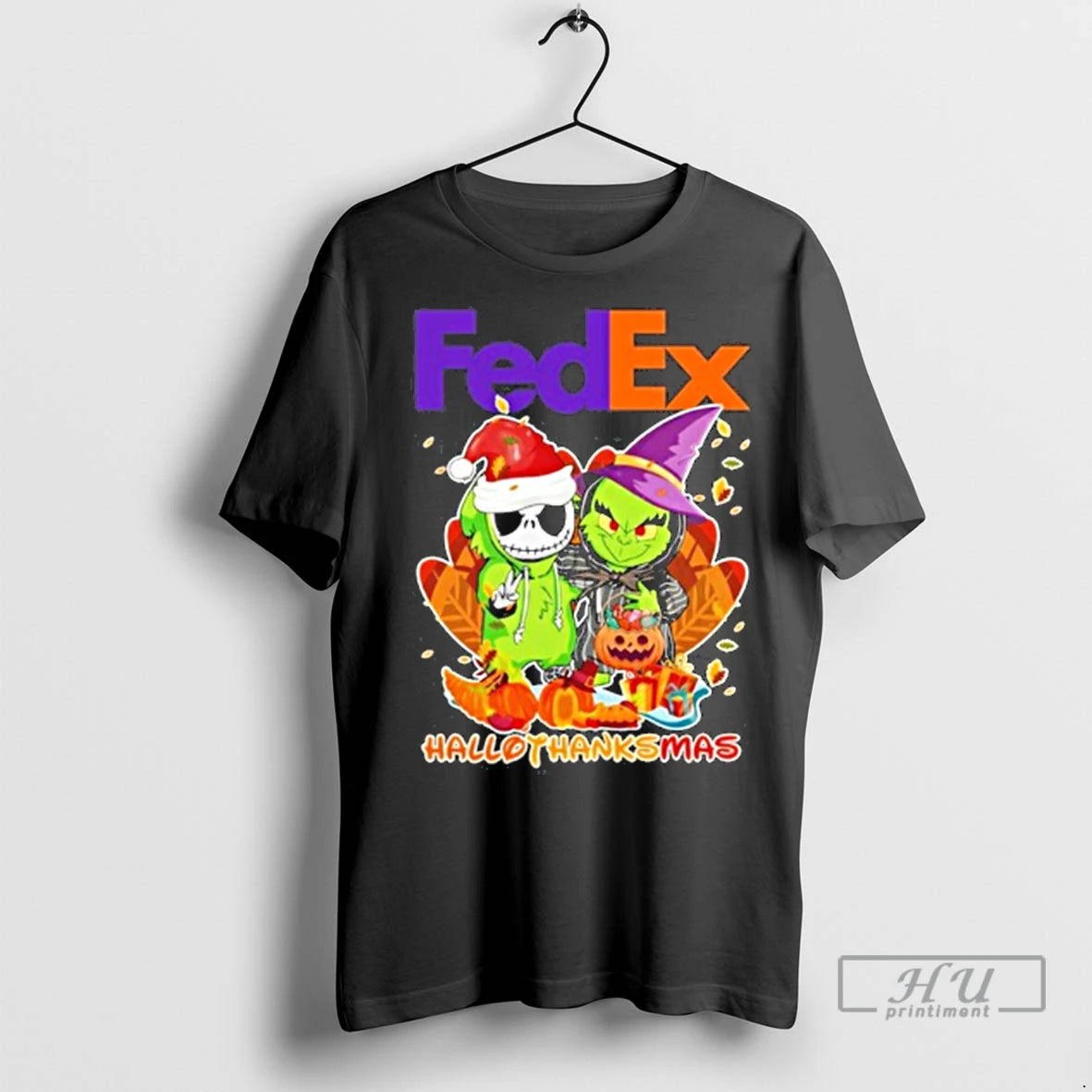 Officials The Grinch And Santa Jack Fedex Logo Hallothanksmas T Shirts