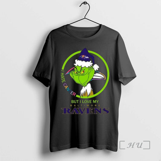 Officials The Grinch I Hate Cancer But I Love My Baltimore Ravens Merry Christmas Premium - clothing by TeeHivey.com