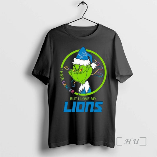 Officials The Grinch I Hate Cancer But I Love My Detroit Lions Merry Christmas Premium - clothing by TeeHivey.com