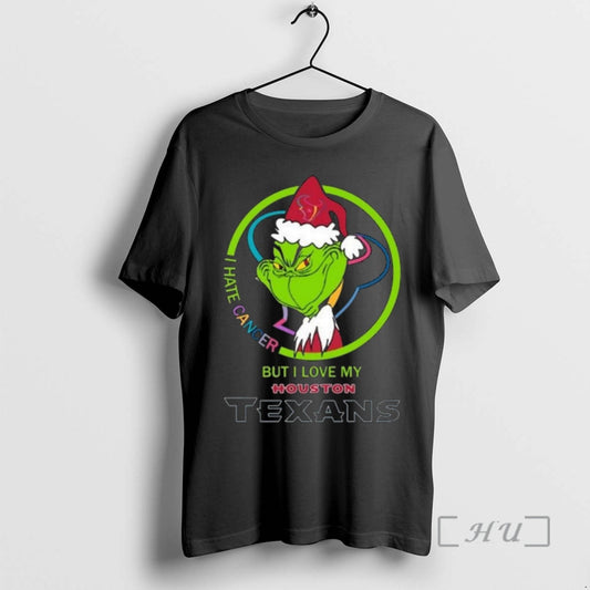 Officials The Grinch I Hate Cancer But I Love My Houston Texans Merry Christmas Premium - clothing by TeeHivey.com