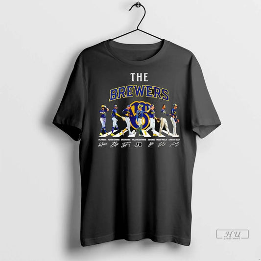 Officials The Milwaukee Brewers Signatures Players Depicted Abbey Road Cover Ladies T Shirts