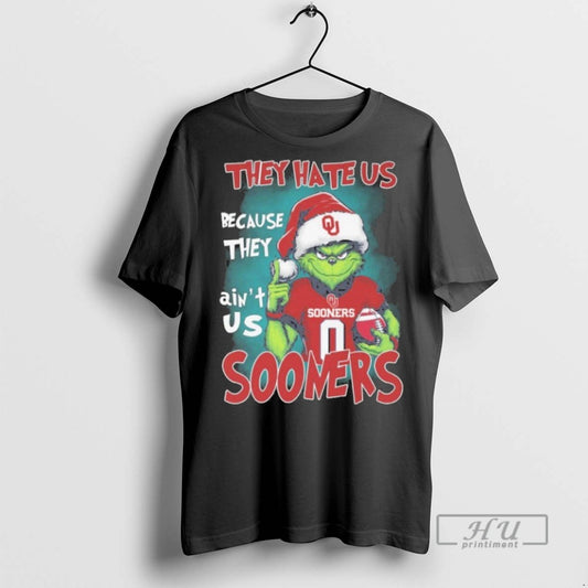 Officials They Hate Us Cause They Aint Us Oklahoma Sooners Grinch Christmas T Shirts - clothing by TeeHivey.com