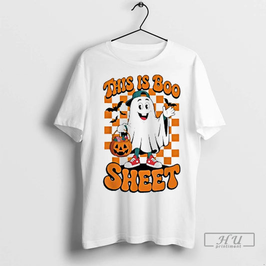 Officials This Is Boo Sheet Funny Halloween Ghost Baseball Ladies T Shirt