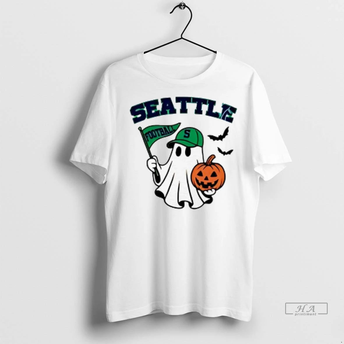 Officials Trendy Halloween Ghost Seattle Mariners Football Flag Pumpkin Ladies Shirt Sweater