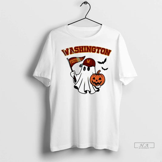 Officials Trendy Halloween Ghost Washington Commanders Football Flag Pumpkin Ladies Shirt Sweater