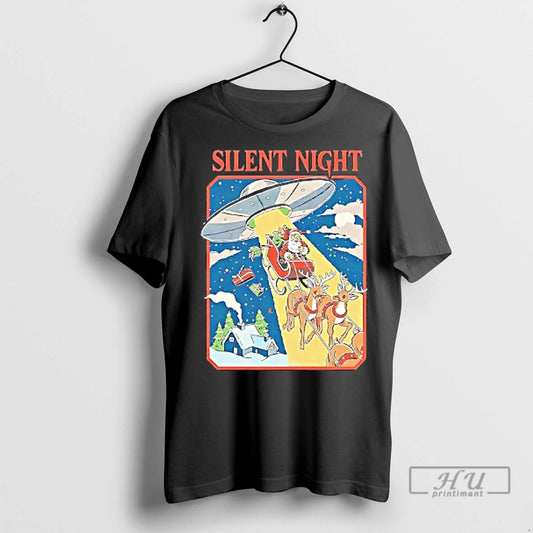 Officials Ufo Abduction Santa Sleigh Silent Night Christmas T Shirt