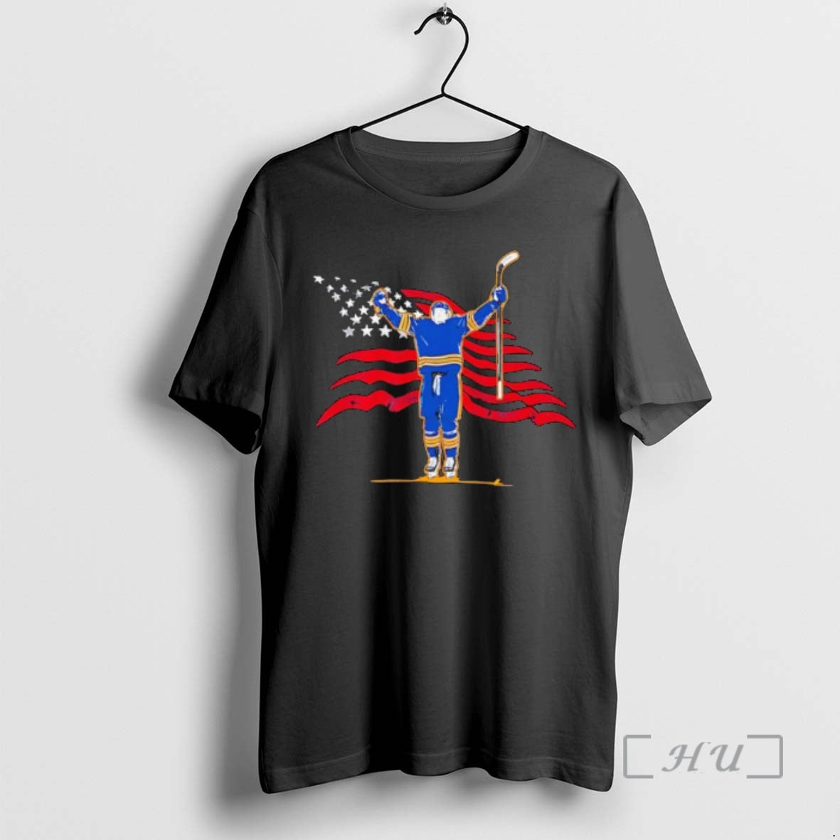 Officials Usa Flag Hockey Player Raising Arms Victory
