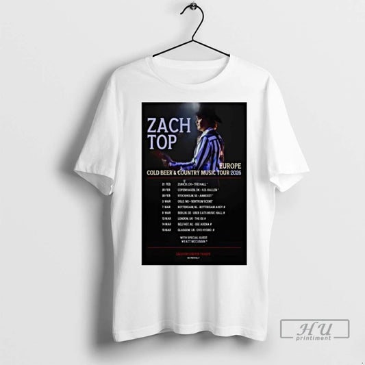 Officials Zach Top Europe Cold Beer And Country Music Fall Tour 2026 T Shirts