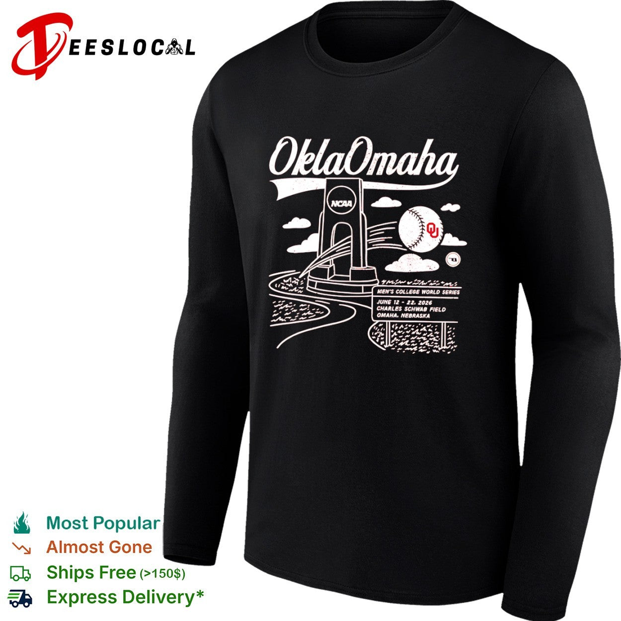 OklaOmaha 2026 Mens College World Series Oklahoma Sooners Baseball shirt