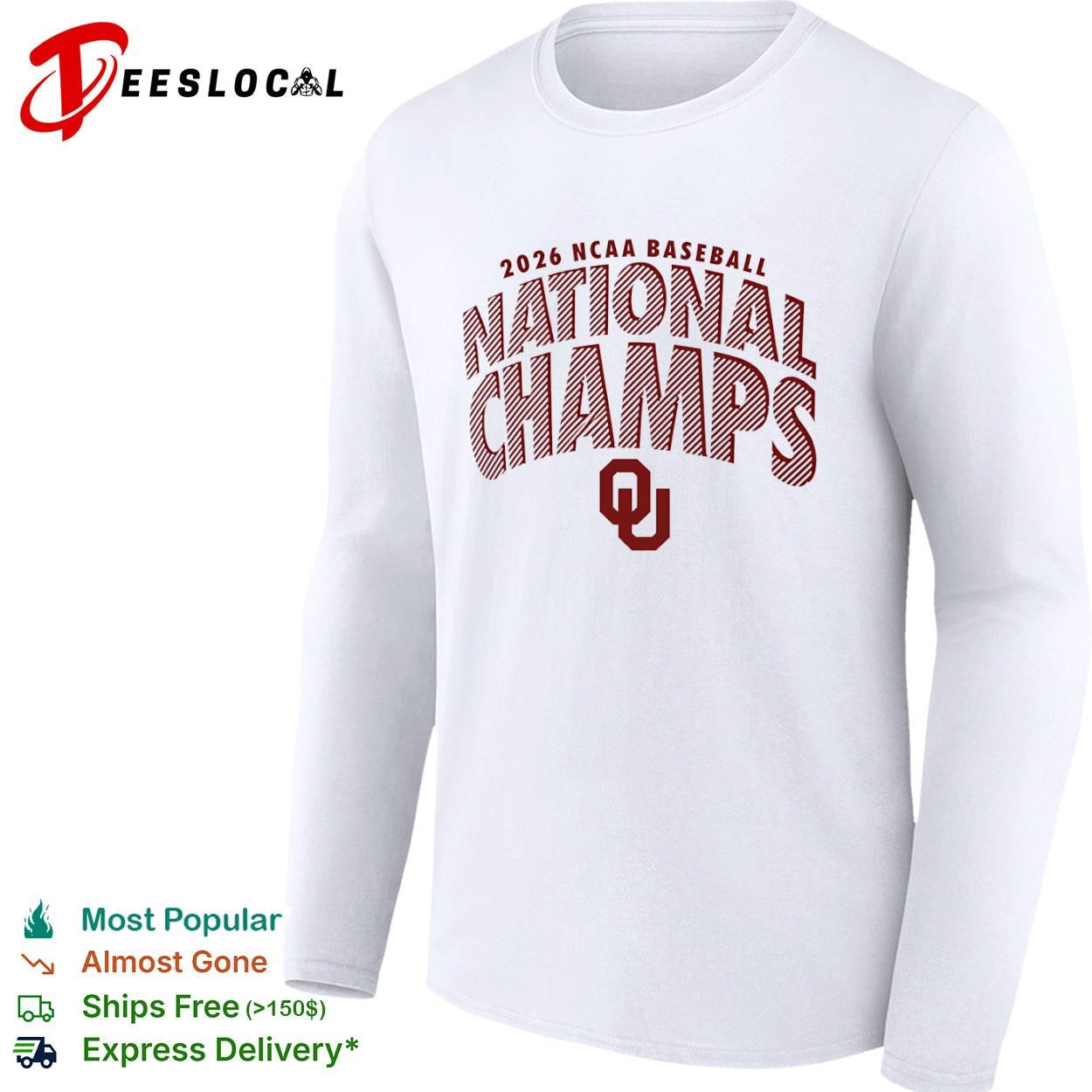 Oklahoma Sooners 2026 NCAA baseball national champs striped shirt