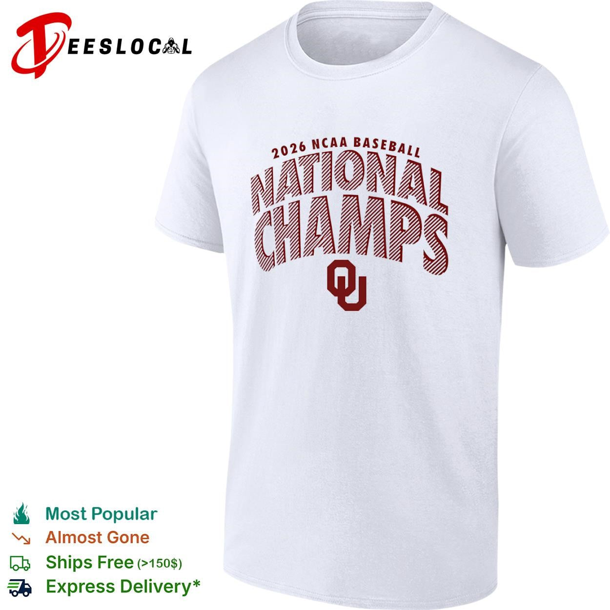Oklahoma Sooners 2026 NCAA baseball national champs striped shirt