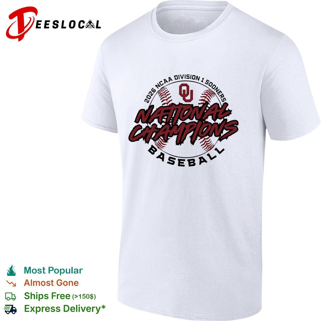 Oklahoma Sooners 2026 NCAA division I national champions baseball graphic shirt