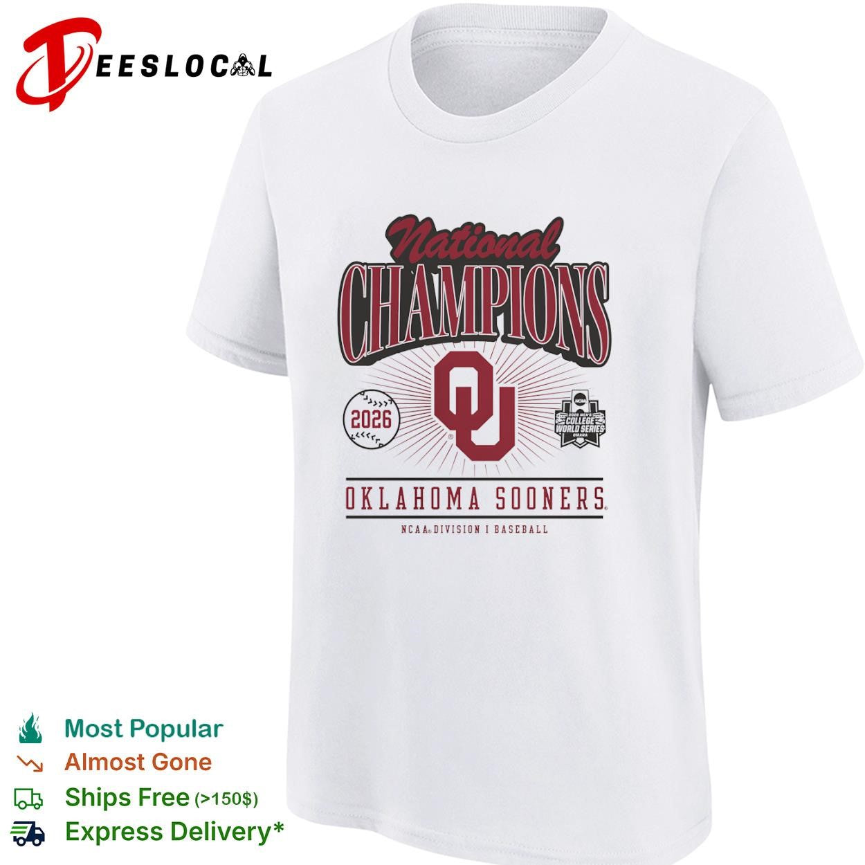 Oklahoma Sooners 2026 National Champions College World Series NCAA Baseball shirt