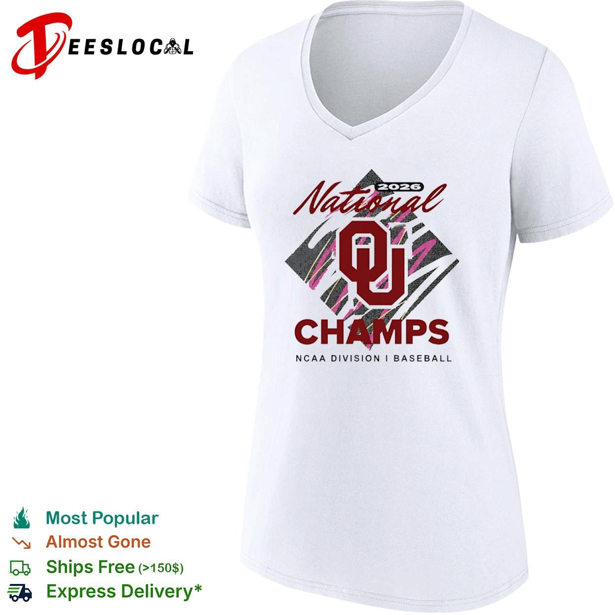 Oklahoma Sooners 2026 national champs diamond logo NCAA Division I baseball shirt
