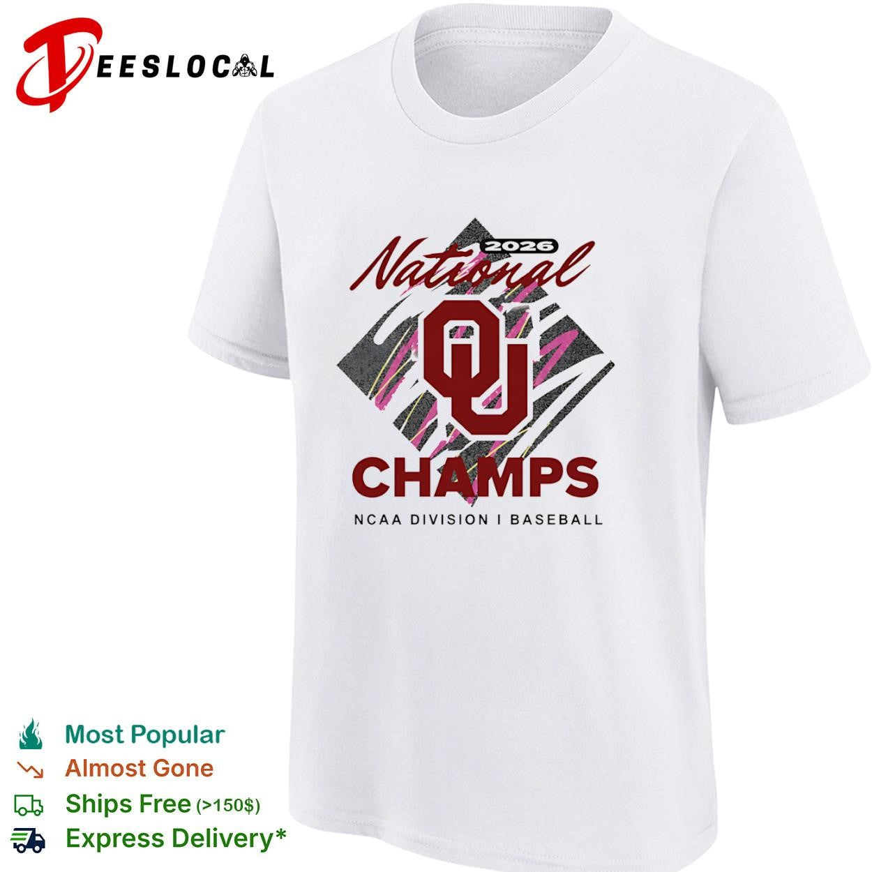 Oklahoma Sooners 2026 national champs diamond logo NCAA Division I baseball shirt