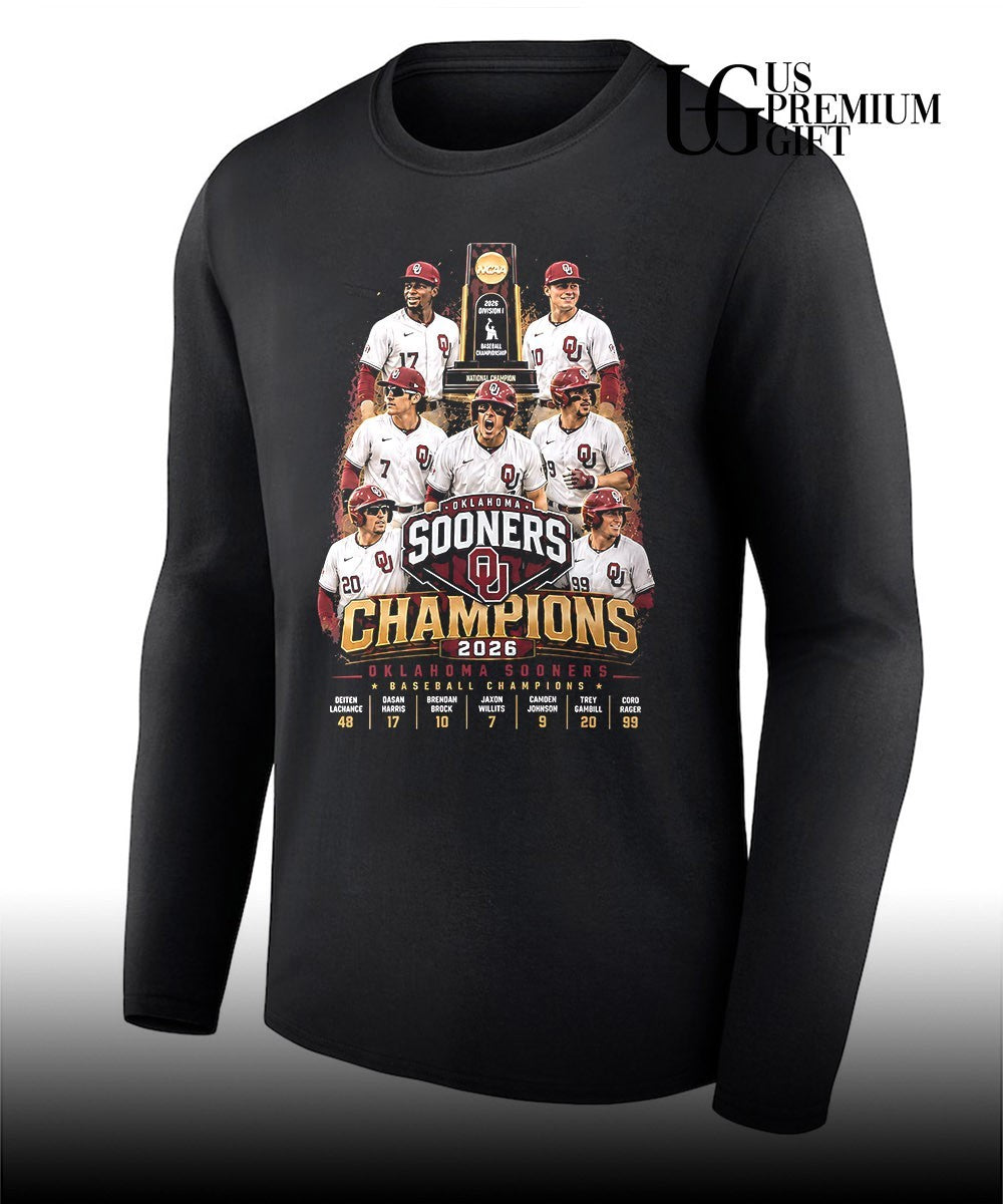 Oklahoma Sooners Baseball NCAA 2026 Division I National Champion Sooners Champions shirt