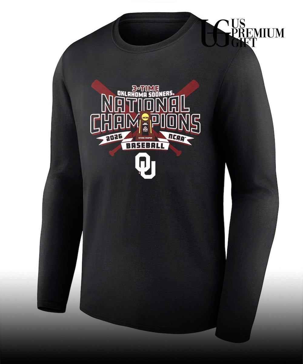 Oklahoma Sooners Crimson 2026 College World Series 3-Time Champions shirt